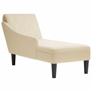 vidaXL Chaise longue met kussen en rechterarmleuning stof cr&egrave;mekleurig