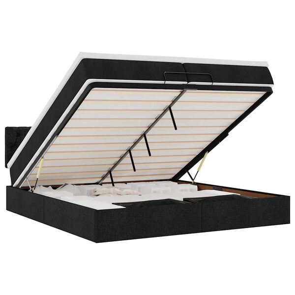 vidaXL Ottoman bed met matras 200x200 cm stof zwart