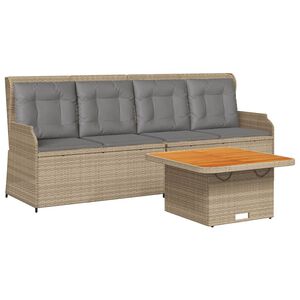 vidaXL 3-delige Loungeset met kussens poly rattan beige