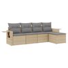 vidaXL 5-delige Loungeset met kussens poly rattan beige