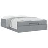 vidaXL Bedframe met matras met matras 2 pcs Lichtgrijs Stof