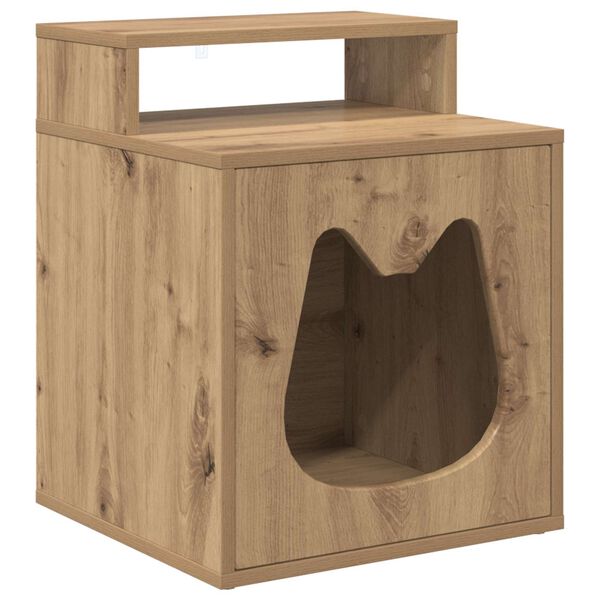 vidaXL Kattenhuis Ambachtelijk eiken 42,5 x 40 x 53,5 cm Bewerkt hout