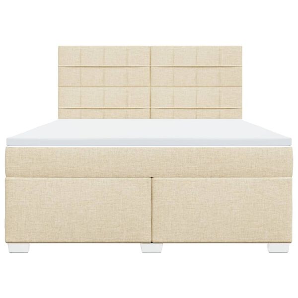 vidaXL Boxspring met matras stof cr&egrave;mekleurig 180x200 cm