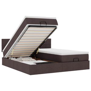 vidaXL Ottoman bed met matrassen en LED's 200x200cm stof donkerbruin