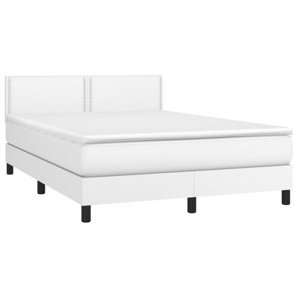 vidaXL Boxspring met matras kunstleer wit 140x190 cm
