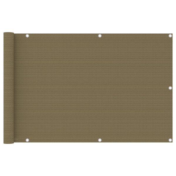 vidaXL Balkonscherm 90x600 cm HDPE taupe
