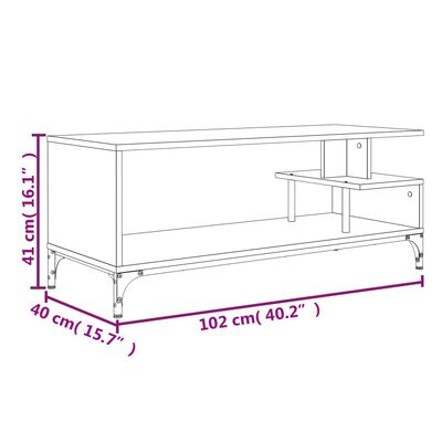 vidaXL Tv-meubel 102x40x41 cm hout en gepoedercoat staal gerookt eiken