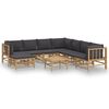 vidaXL 9-delige Loungeset met kussens bamboe donkergrijs