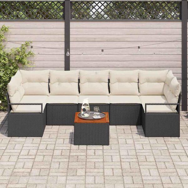 vidaXL Tuin Sofa Set met kussen 8 pcs Zwart Poly riet