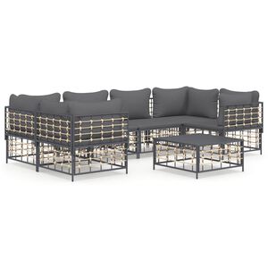 vidaXL 7-delige Loungeset met kussens poly rattan antracietkleurig