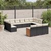 vidaXL 13-delige Loungeset met kussens poly rattan zwart