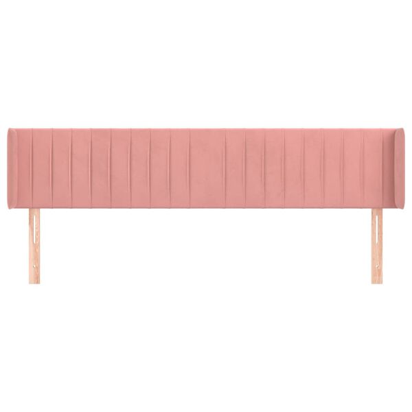 vidaXL Hoofdbord met randen 183x16x78/88 cm fluweel roze