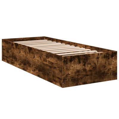 vidaXL Bedframe bewerkt hout gerookt eikenkleurig 75x190 cm