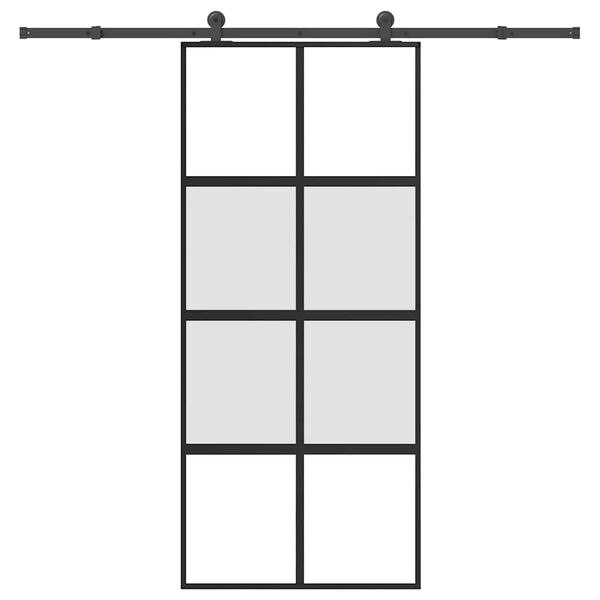 vidaXL Schuifdeur met beslag 90x205 cm gehard glas en aluminium