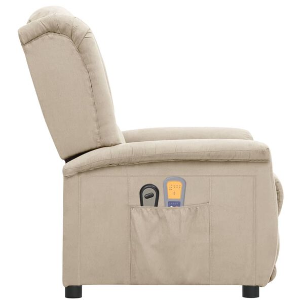 vidaXL Massagestoel elektrisch microvezelstof cr&egrave;mekleurig