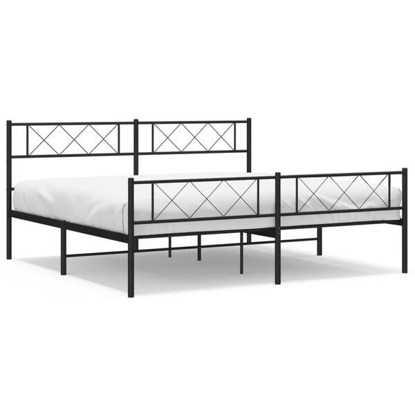 vidaXL Bedframe met voetbord zonder matras metaal zwart 180x200 cm