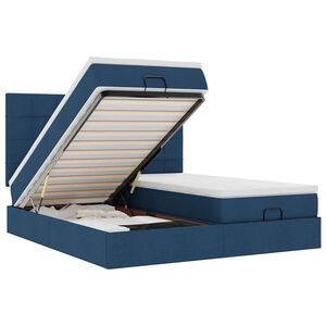 vidaXL Ottoman bed met matrassen en LED's 200x200cm stof blauw