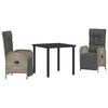 vidaXL Tuin eettafelset 3 st Grijs poly rattan