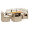 vidaXL 6-delige Loungeset met kussens poly rattan beige