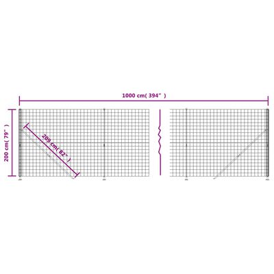 vidaXL Draadgaashek met flens 2x10 m groen