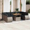 vidaXL 10-delige Loungeset met kussens poly rattan grijs