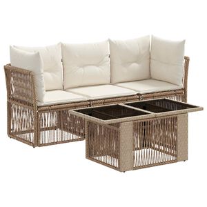 vidaXL Tuinbankenset 4 st Beige poly rattan