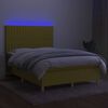 vidaXL Boxspring met matras en LED stof groen 140x200 cm