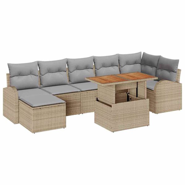 vidaXL Tuin Sofa Set met kussen 8 pcs beige en lichtgrijs
