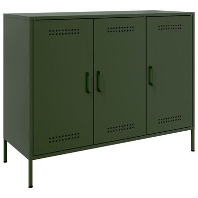 vidaXL Dressoir 100,5x39x79 cm koudgewalst staal olijfgroen