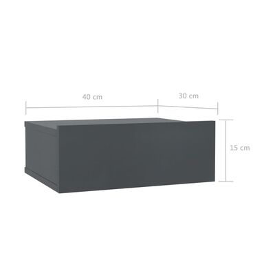 vidaXL Nachtkastje zwevend 40x30x15 cm bewerkt hout grijs