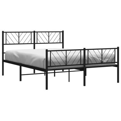 vidaXL Bedframe met hoofd- en voeteneinde metaal zwart 135x190 cm