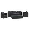 vidaXL 7-delige Loungeset met kussens poly rattan zwart