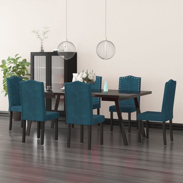 vidaXL Eetkamerstoelen 6 st fluweel blauw