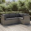 vidaXL 4-delige Loungeset met kussens poly rattan grijs