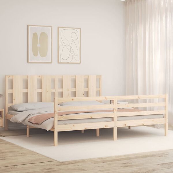 vidaXL Bedframe met hoofdbord massief hout
