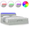 vidaXL Ottoman bed met matras en LED's 180x200cm fluweel lichtgrijs