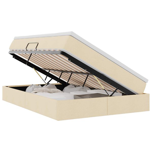 vidaXL Opslag bed met matras met matras Cr&egrave;me 140 x 200 cm Polyester
