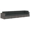 vidaXL 4-delige Loungeset met kussens poly rattan grijs