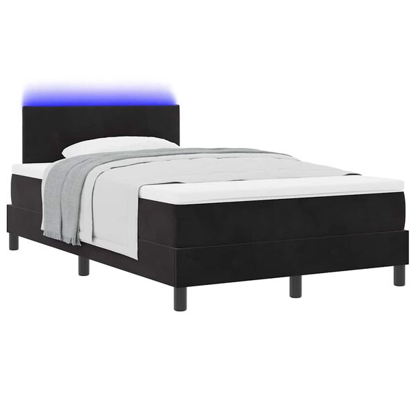 vidaXL LED Box Spring Bed met matras Zwart 120 x 190 cm Fluweel