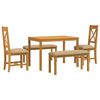 vidaXL Eetkamerset 5 st Beige Massief Eikenhout