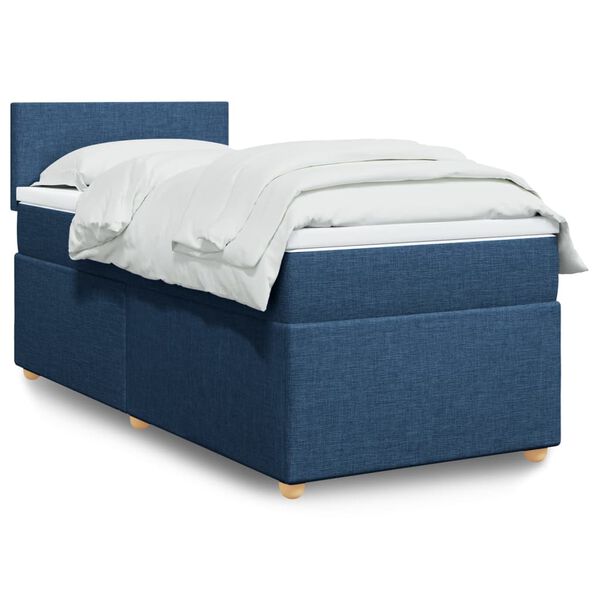 vidaXL Boxspring met matras stof blauw 100x200 cm