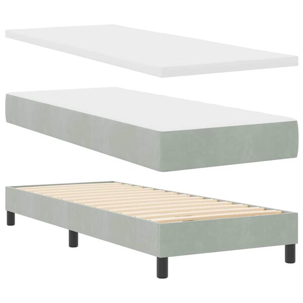 vidaXL Boxspringbed met matras Lichtgrijs 200 x 80 cm Fluweel