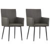 vidaXL Eetkamerstoelen met armleuningen 2 st stof taupe