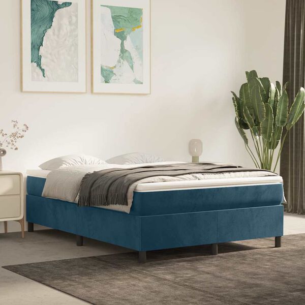 vidaXL Boxspring bed 140x190 cm fluweel donkerblauw