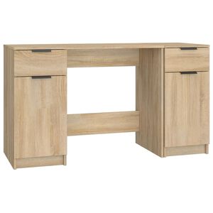vidaXL Bureau met bijzetkast bewerkt hout sonoma eikenkleurig