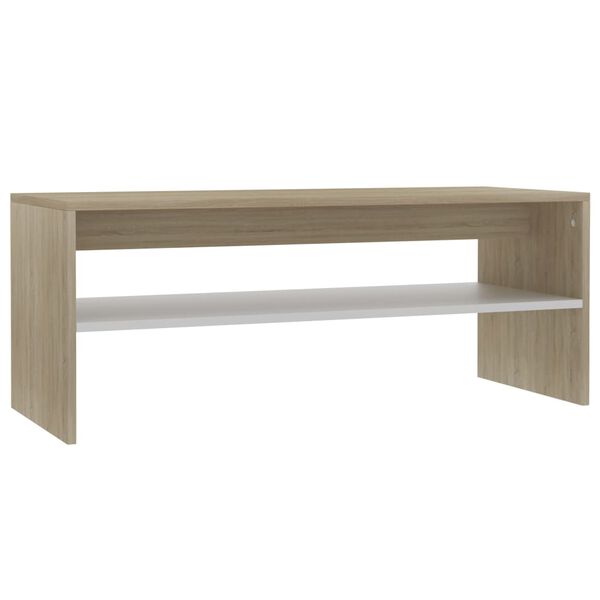 vidaXL Salontafel 100x40x40 cm bewerkt hout wit en sonoma eikenkleurig