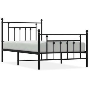 vidaXL Bedframe met hoofd- en voeteneinde metaal zwart 100x190 cm
