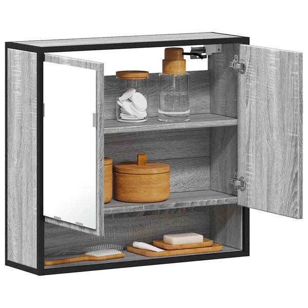 vidaXL Badkamerspiegelkast 65x20x60 cm bewerkt hout grijs sonoma eiken