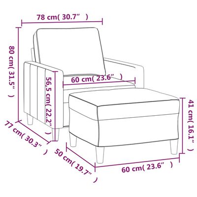 vidaXL Fauteuil met voetenbank 60 cm fluweel crèmekleurig