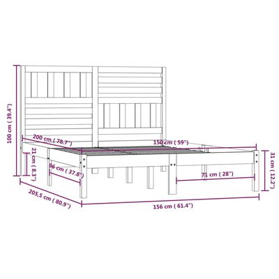 vidaXL Bedframe zonder matras massief grenenhout wit 150x200 cm